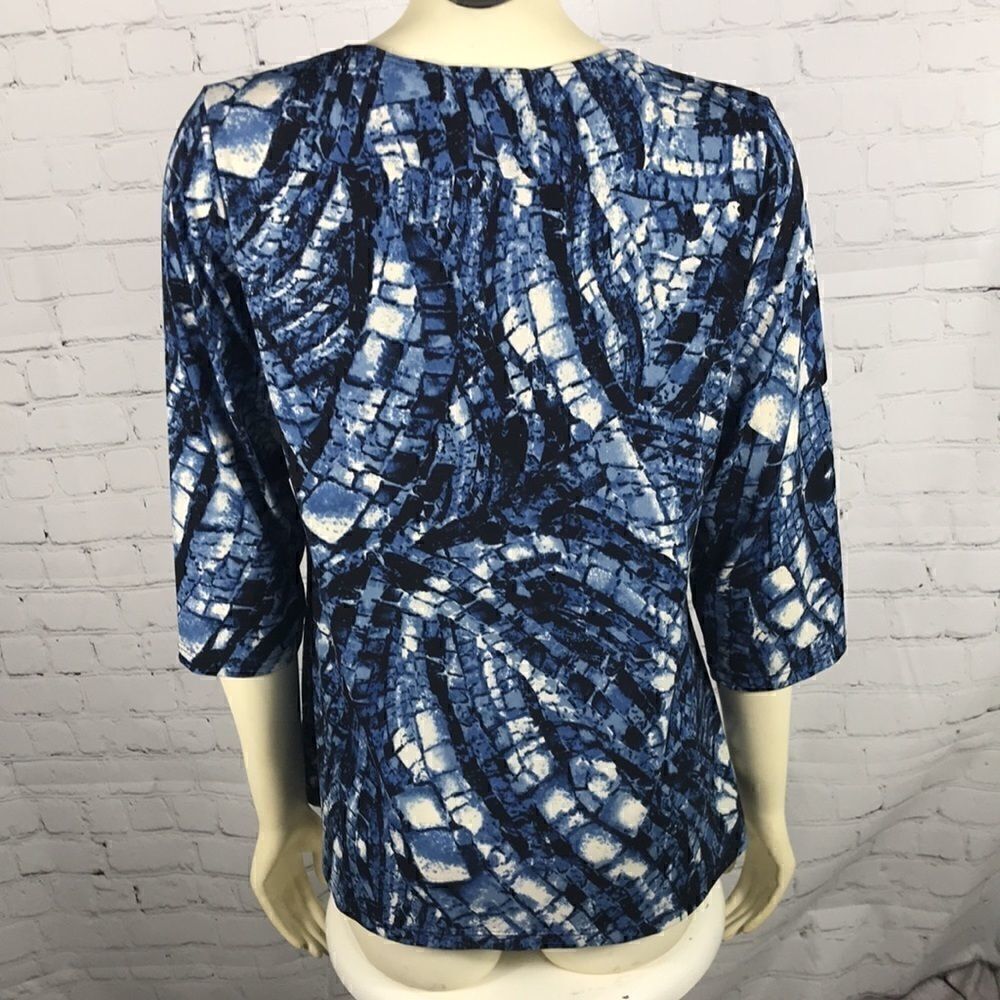 Susan Graver Blue White Top Jewels EUC Size Small - Picture 4 of 5